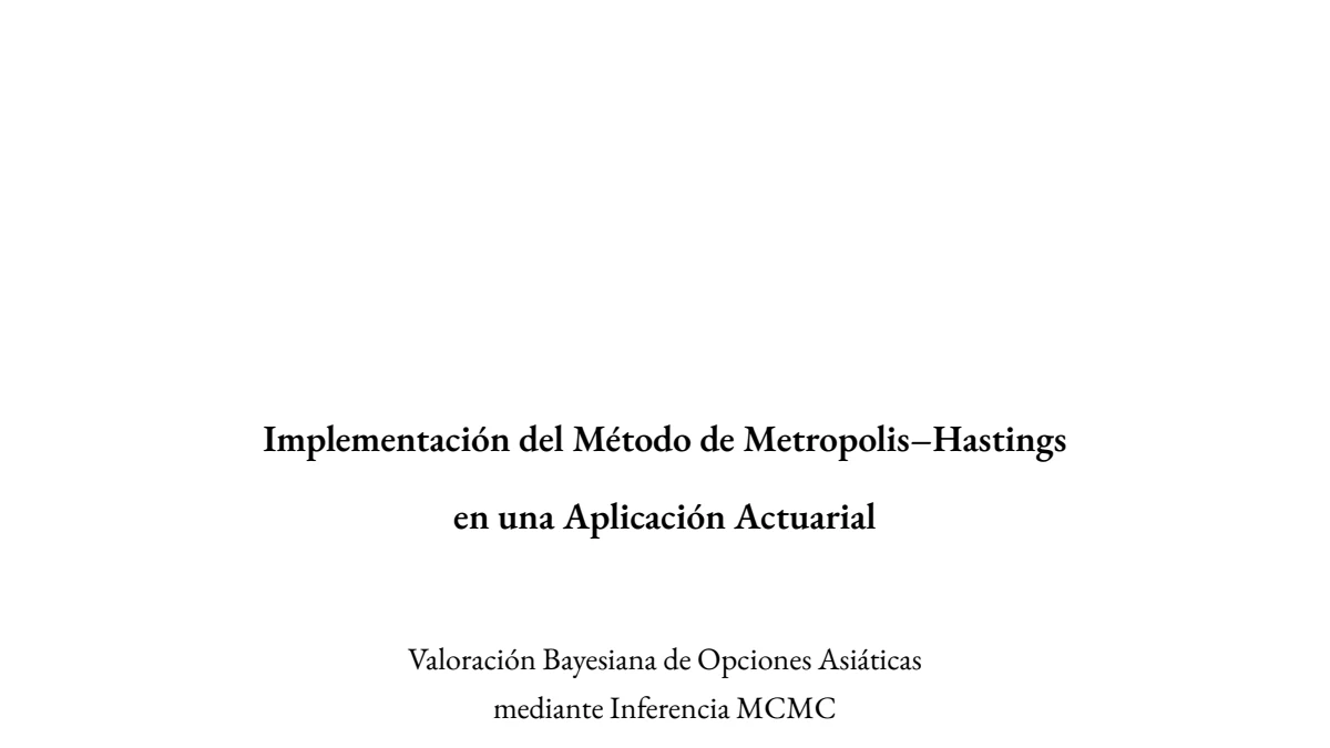 First page of the report on Bayesian Asian-option valuation with Metropolis-Hastings