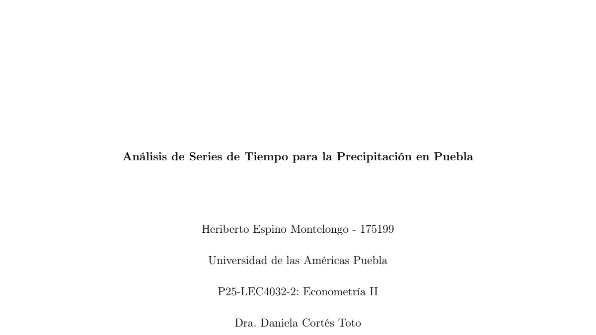First page of Análisis de Series de Tiempo para la Precipitación en Puebla