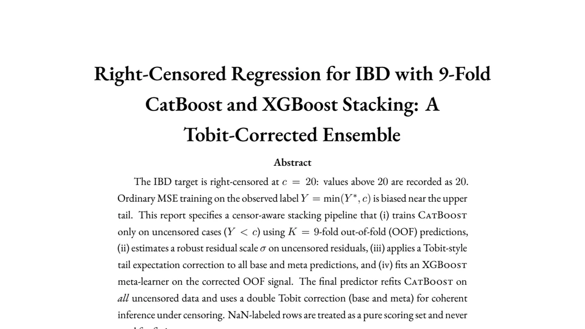 First-page preview of Right-Censored Regression for IBD with CatBoost and XGBoost Stacking