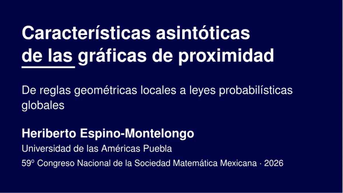 Title slide of Características Asintóticas de las Gráficas de Proximidad