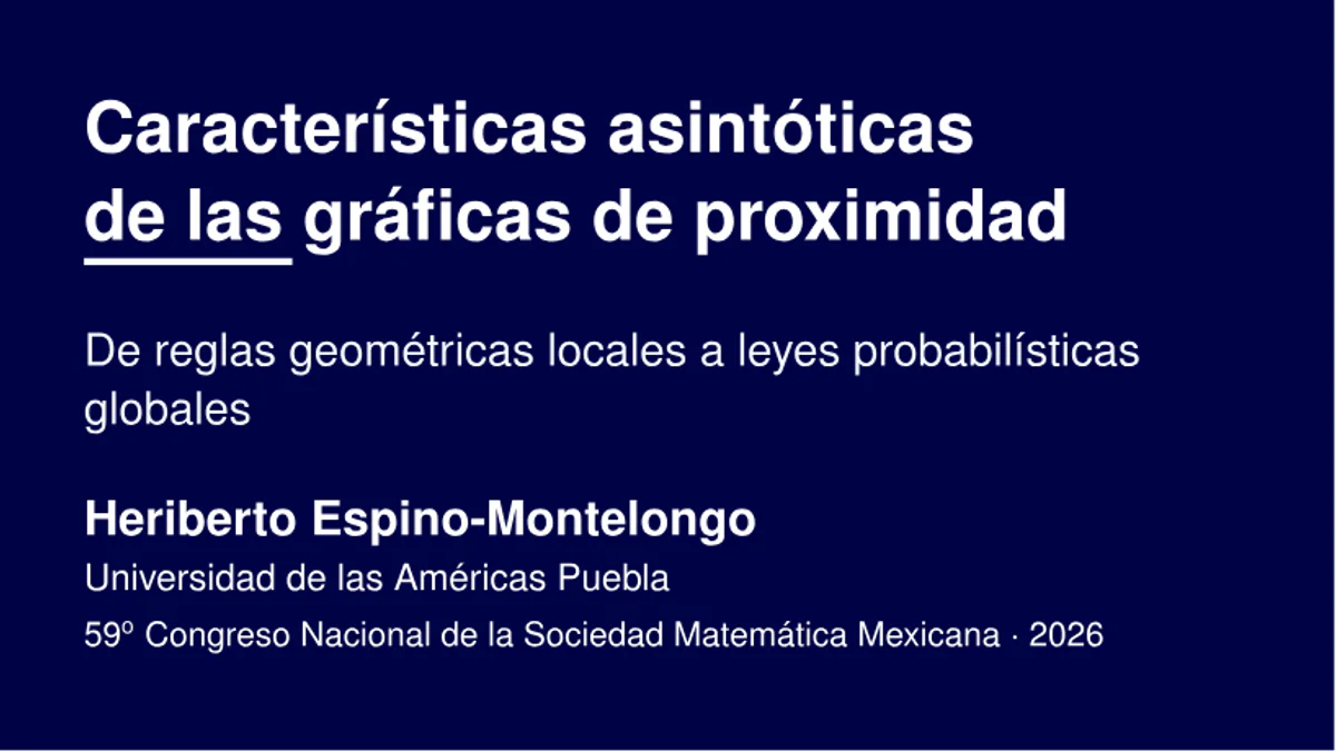Title slide of Características Asintóticas de las Gráficas de Proximidad