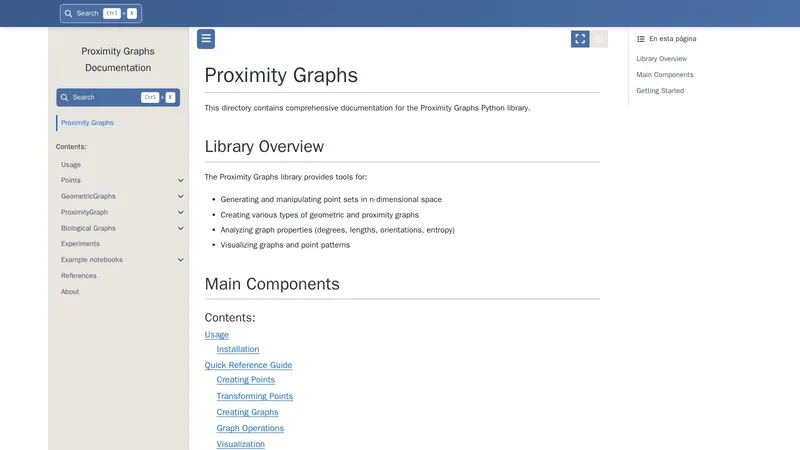 Proximity Graphs documentation homepage