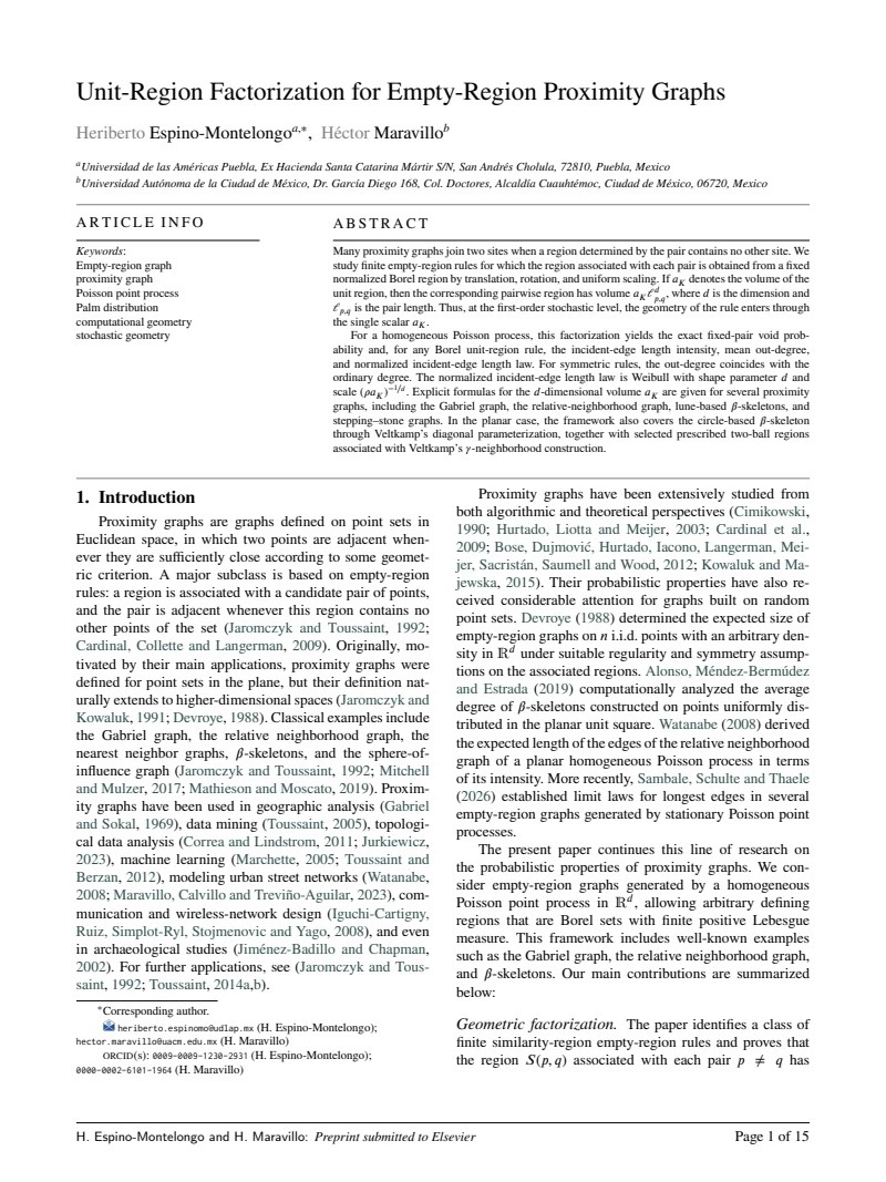 First page of Unit-Region Factorization for Empty-Region Proximity Graphs